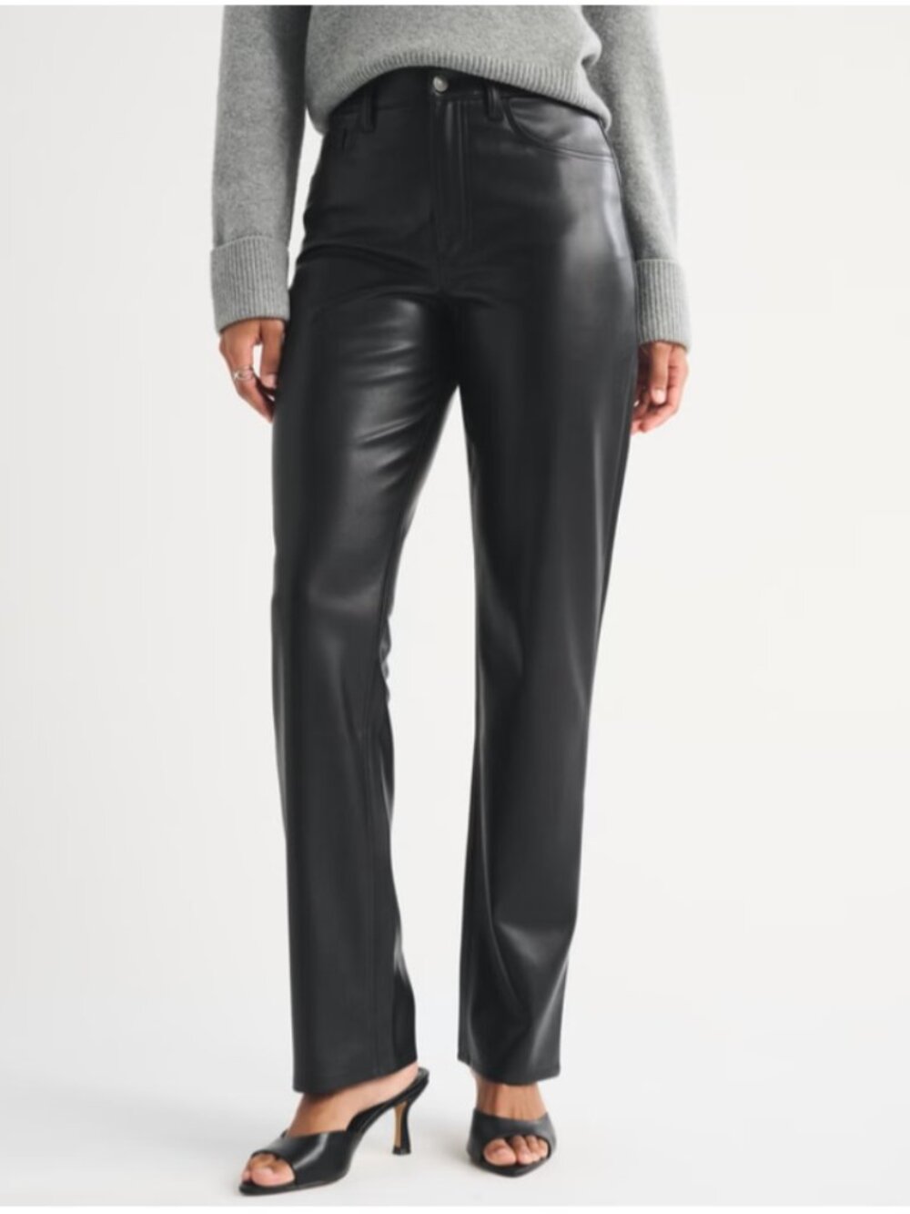 Abercrombie & Fitch Curve Love High Rise 90s Straight Vegan Leather Pant